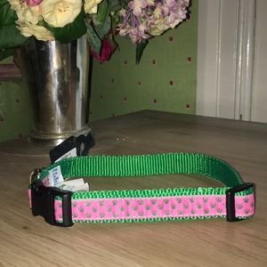 Pink and Green Paw Print Dog Collar